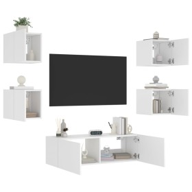 Muebles de TV de pared con luces LED 5 piezas