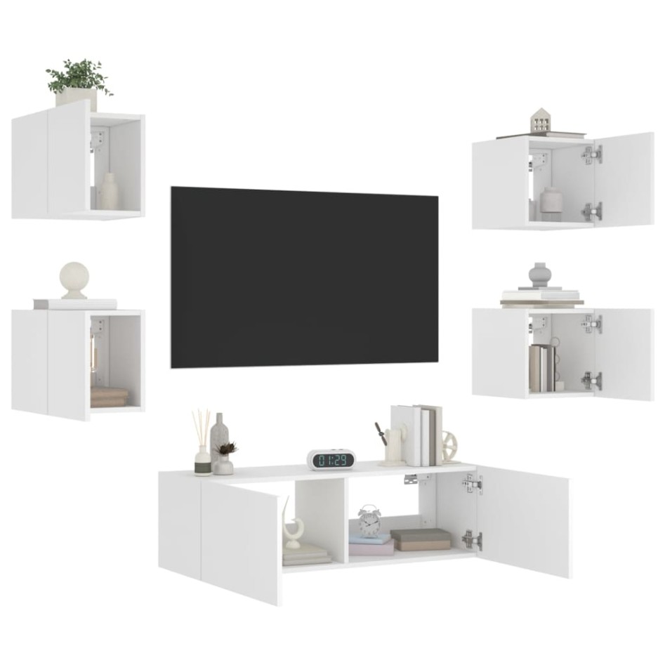 Muebles de TV de pared con luces LED 5 piezas