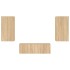 Muebles de TV de pared con luces LED 3 piezas roble