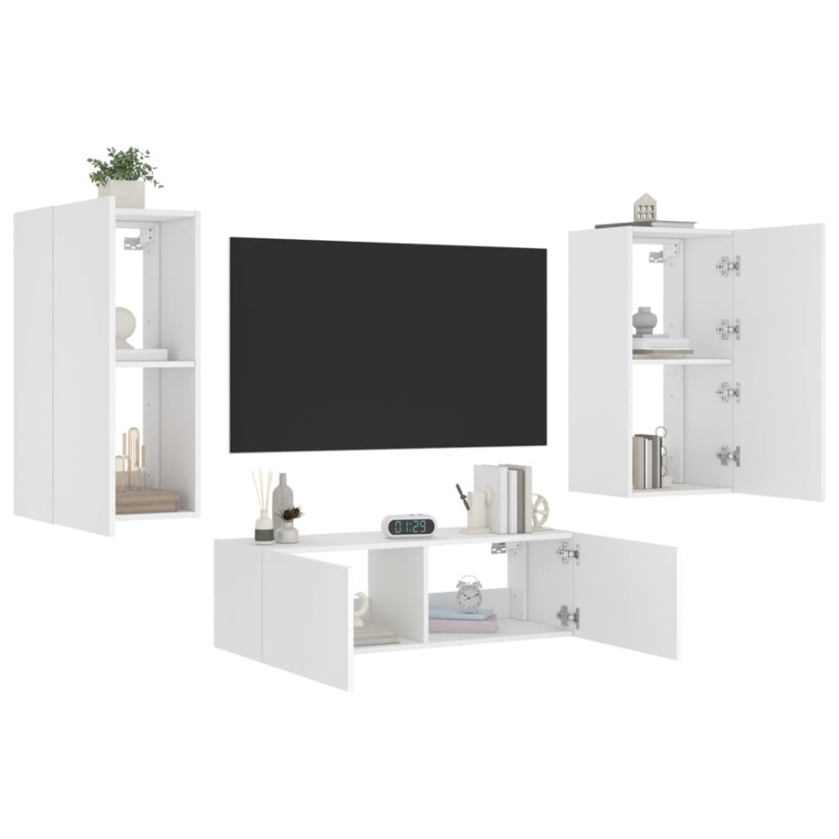 Muebles de TV de pared con luces LED 3 piezas