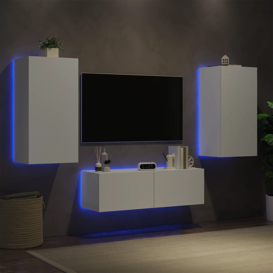 Muebles de TV de pared con luces LED 3 piezas