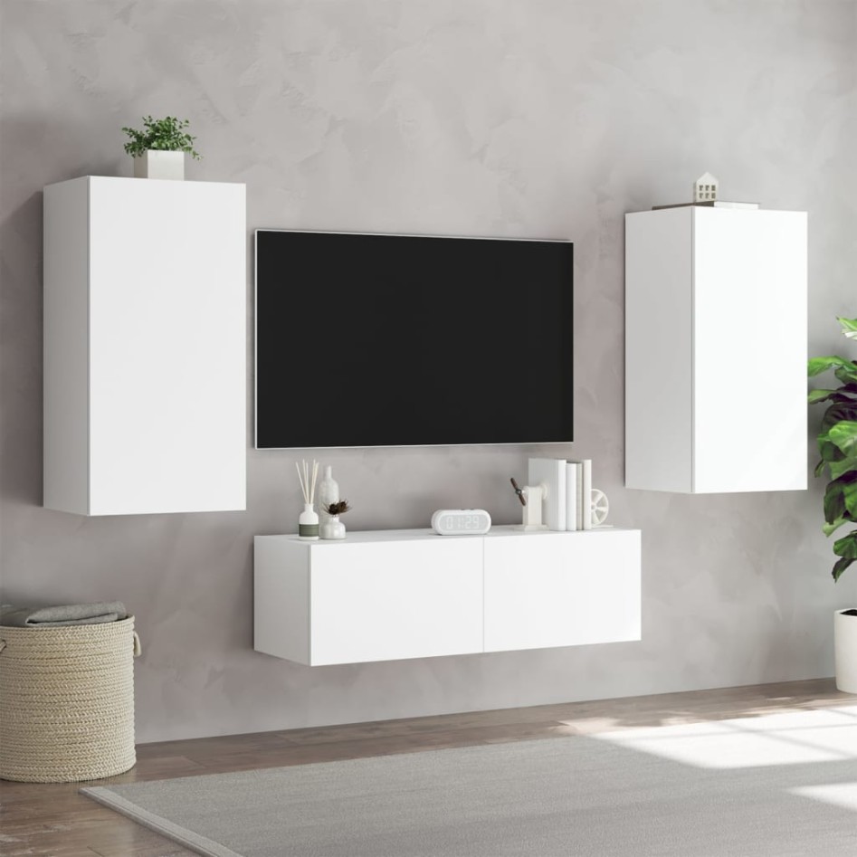Muebles de TV de pared con luces LED 3 piezas
