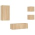 Muebles de TV de pared con luces LED 4 piezas roble