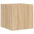 Muebles de TV de pared con luces LED 4 piezas roble