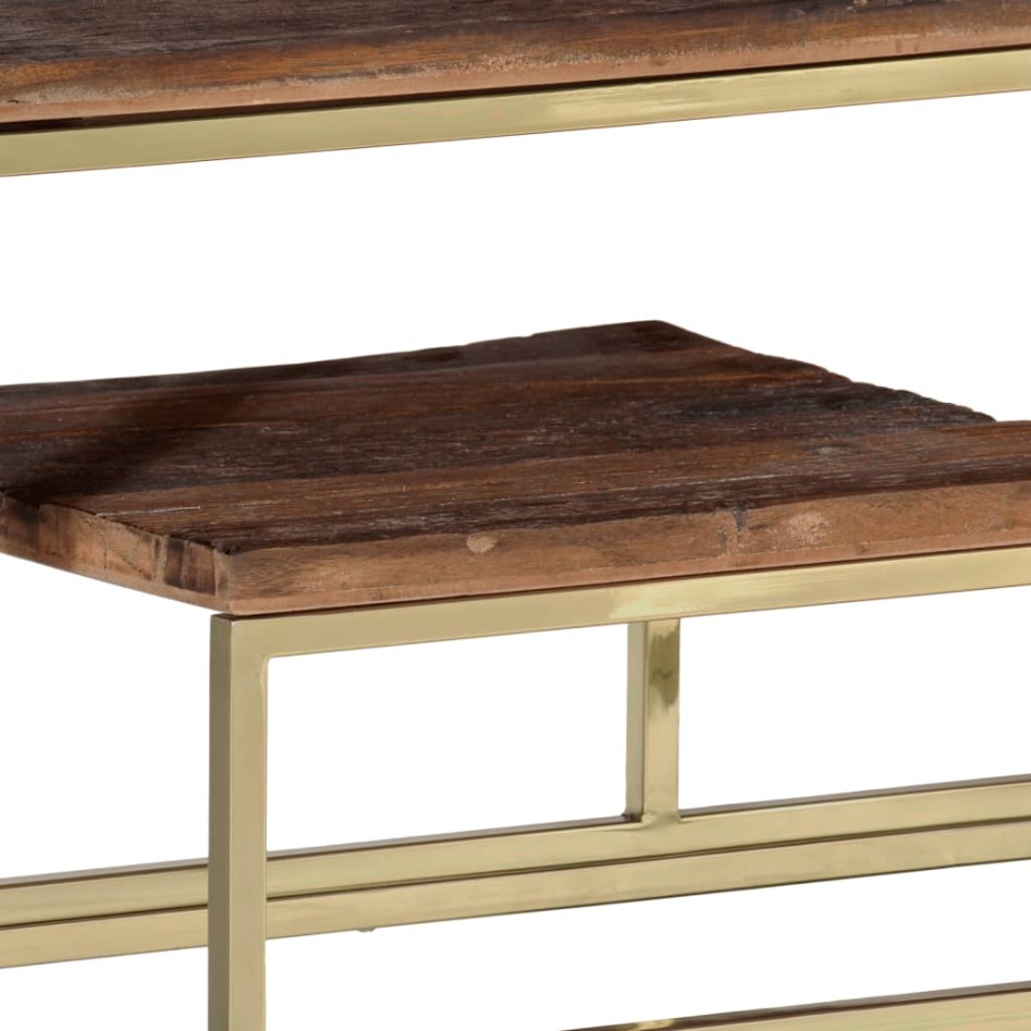 Mesa consola de acero inoxidable dorado y madera