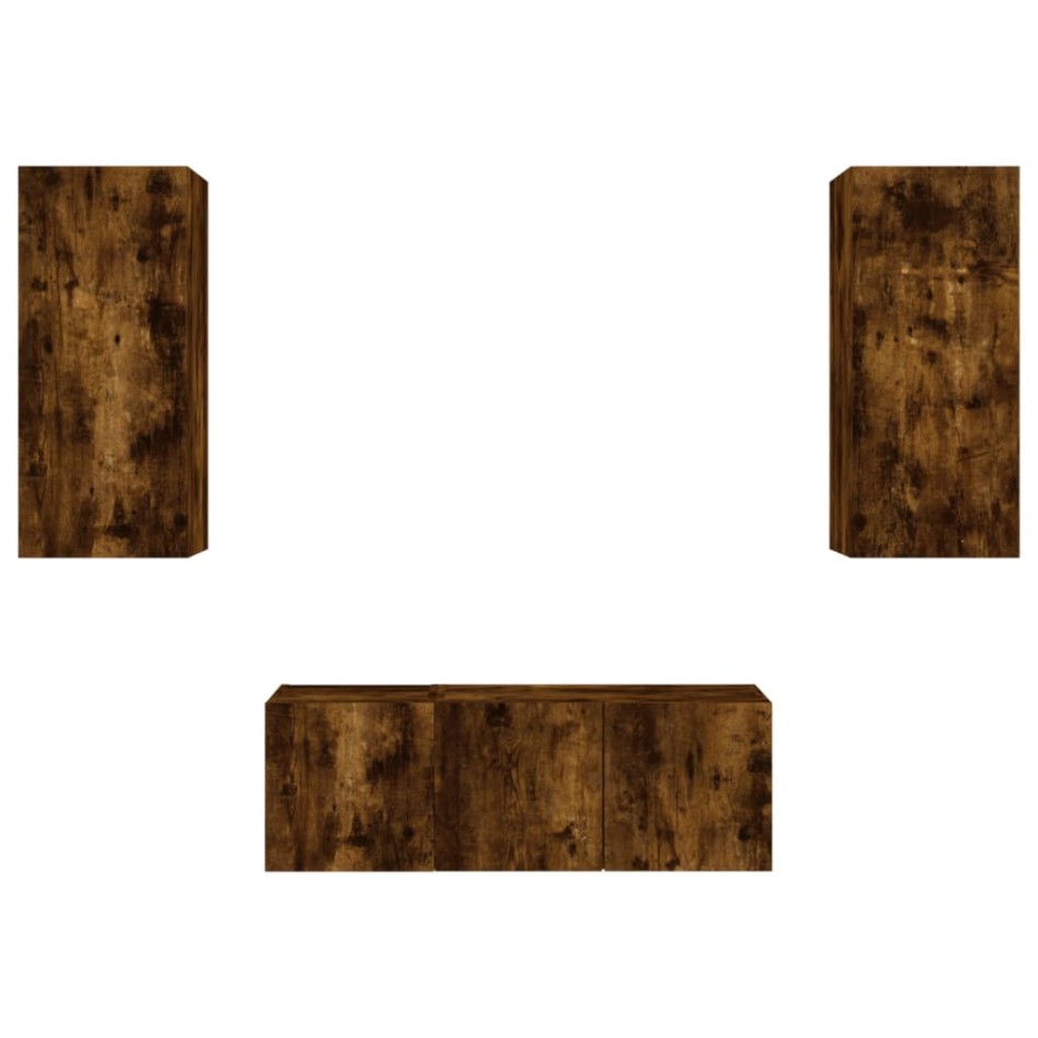 Muebles TV pared con LED 4 pzas madera ingeniería roble