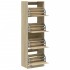 Mueble zapatero 4 cajones abatibles roble Sonoma 60x42x204