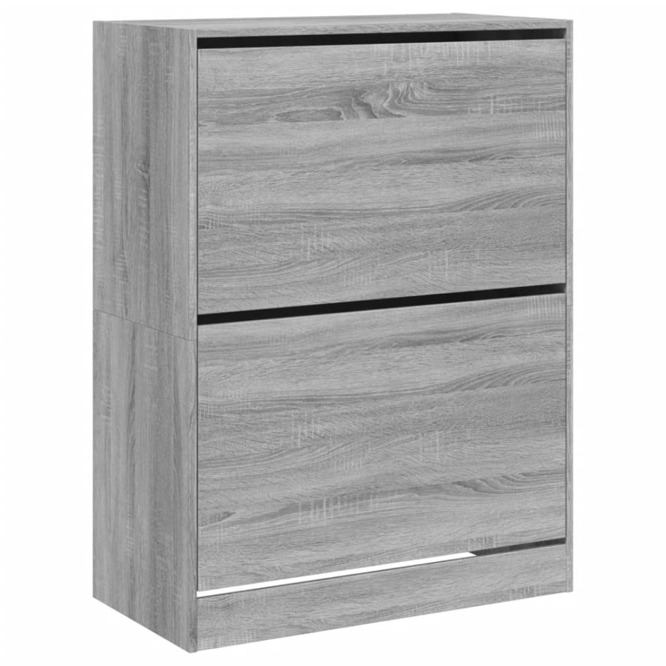 Mueble zapatero 2 cajones abatibles gris Sonoma 80x42x108