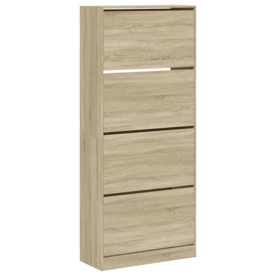 Mueble zapatero 4 cajones abatibles roble Sonoma 80x34x187,5
