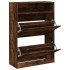 Mueble zapatero 2 cajones abatibles roble ahumado 80x34x116