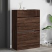 Mueble zapatero 2 cajones abatibles marrón roble 80x34x116 cm