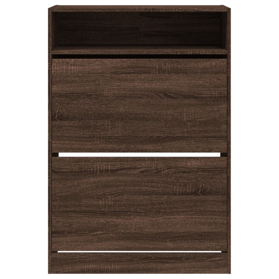 Mueble zapatero 2 cajones abatibles marrón roble 80x34x116