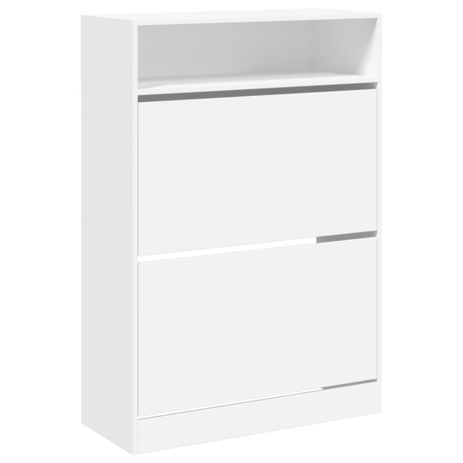 Mueble zapatero con 2 cajones abatibles blanco 80x34x116