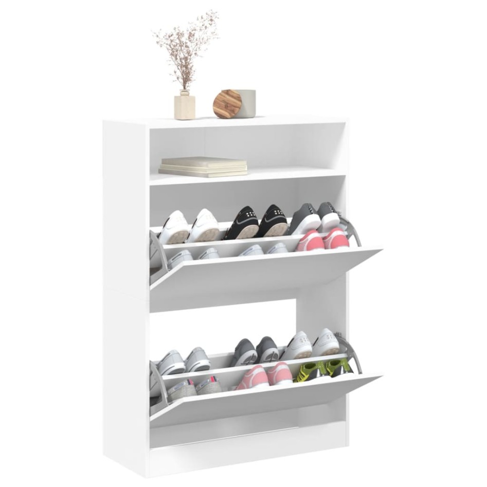 Mueble zapatero con 2 cajones abatibles blanco 80x34x116