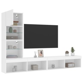 Muebles de TV de pared con LED 4 pzas madera ingeniería