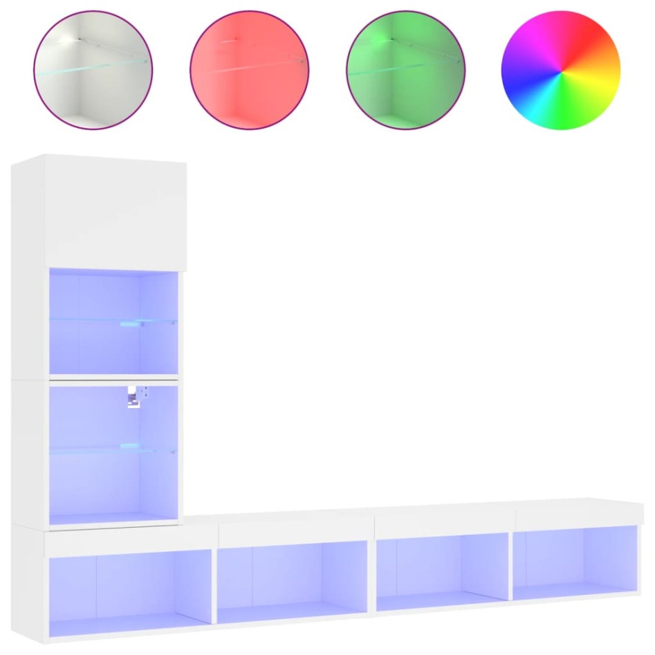 Muebles de TV de pared con LED 4 pzas madera ingeniería