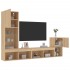 Muebles TV pared con LED 4 pzas madera ingeniería roble