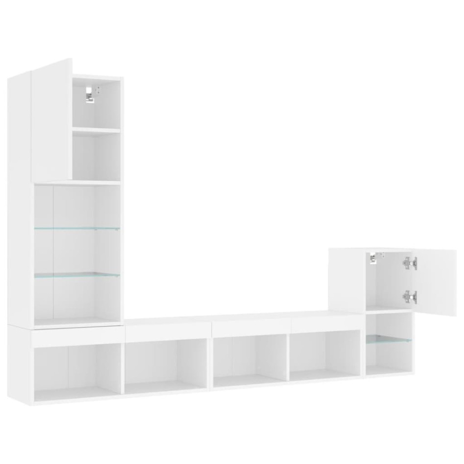 Muebles de TV de pared con LED 4 pzas madera ingeniería