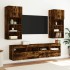 Muebles TV pared con LED 5 pzas madera ingeniería roble
