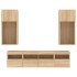 Muebles TV pared con LED 5 pzas madera ingeniería roble