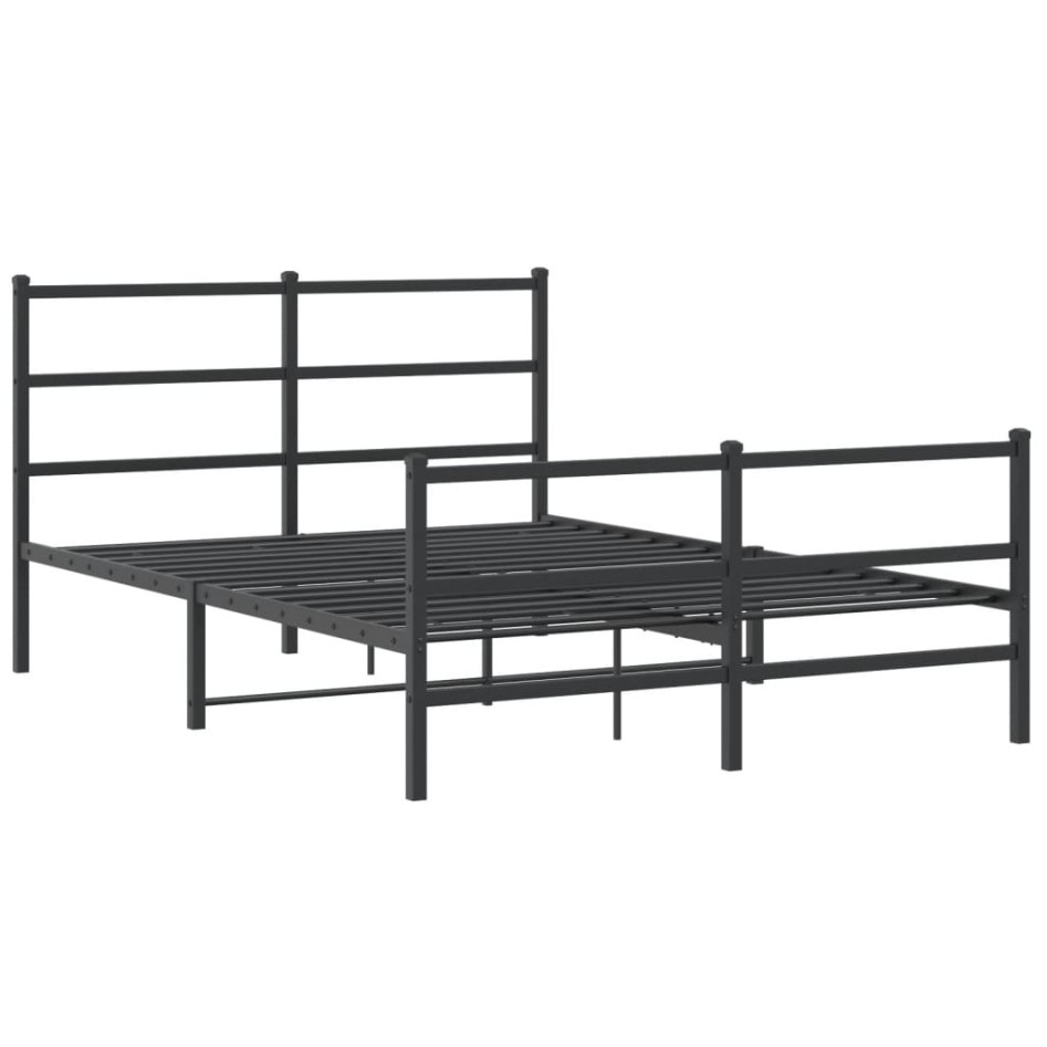 Estructura de cama con cabecero y estribo metal negro