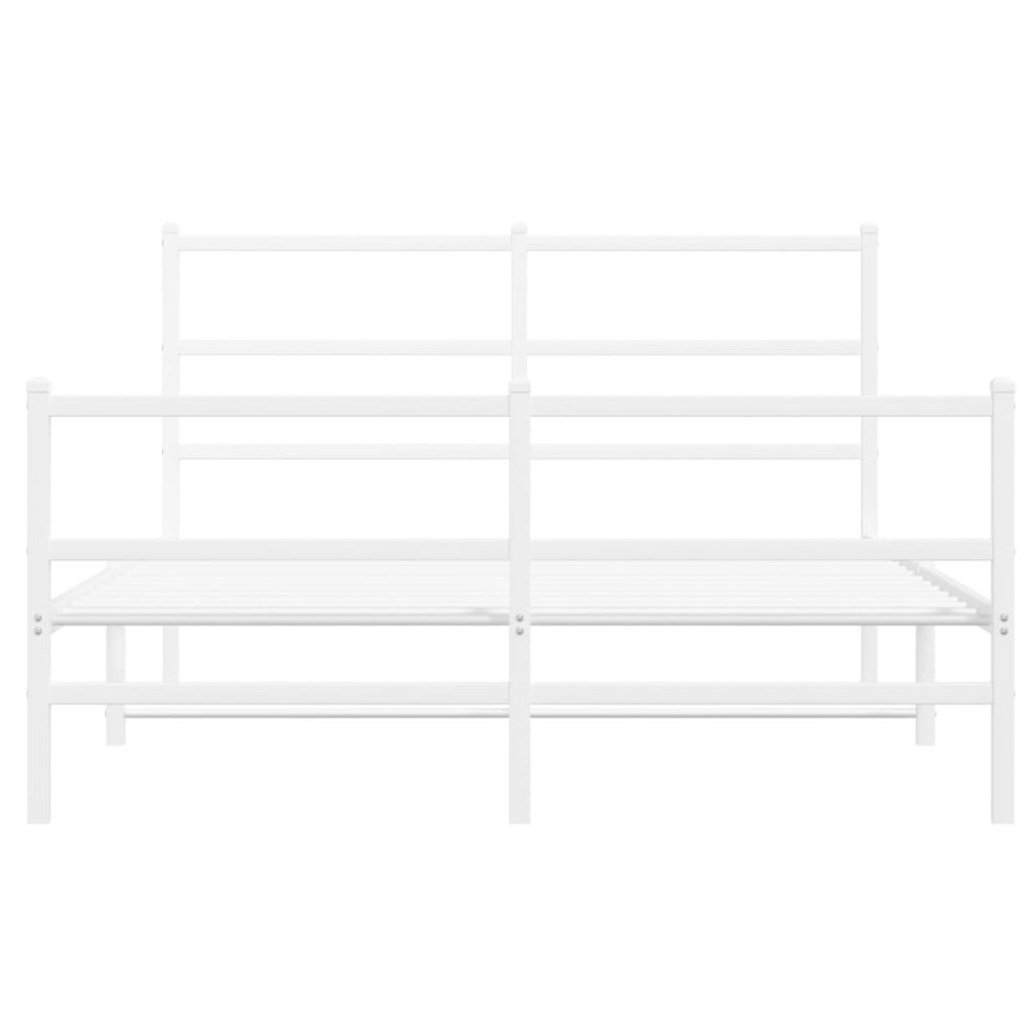 Estructura cama metal con cabecero y estribo blanco 140x190