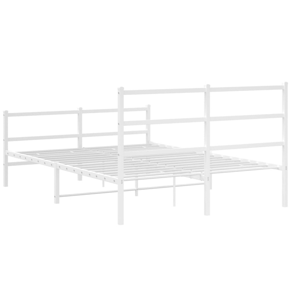 Estructura cama metal con cabecero y estribo blanco 140x190