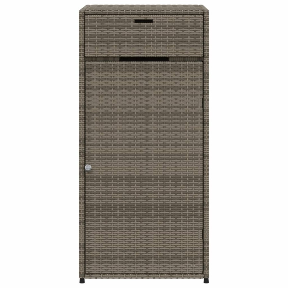 Armario de almacenaje de jardín ratán PE gris 55x55x111