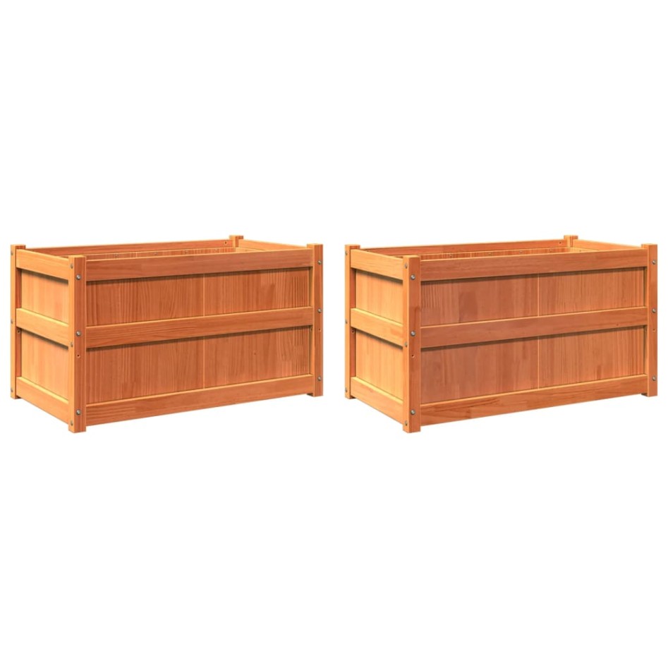 Jardineras de exterior 2 uds madera maciza de pino marrón