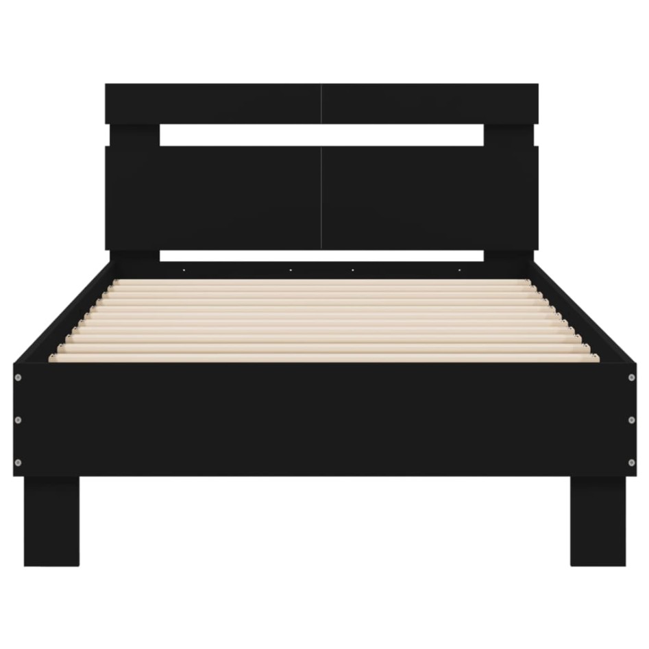 Estructura de cama con cabecero y luces LED negro 100x200