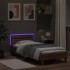 Estructura de cama cabecero luces LED roble marrón 90x200