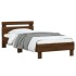 Estructura de cama cabecero luces LED roble marrón 90x200