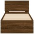 Estructura de cama cabecero luces LED roble marrón 90x200