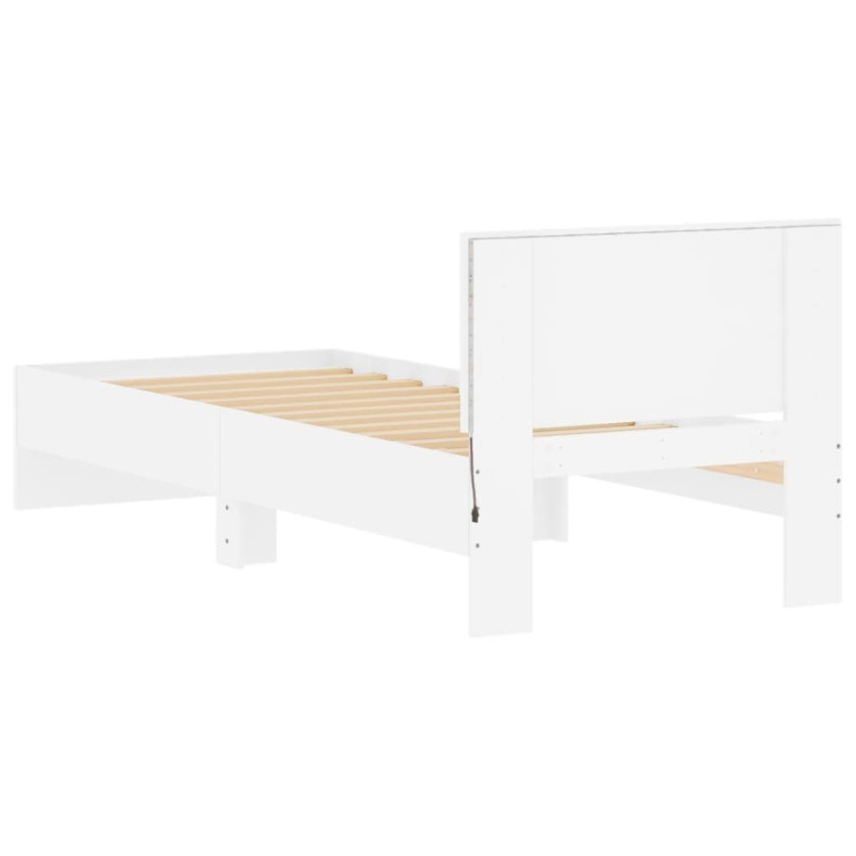 Estructura de cama con cabecero y luces LED blanco 90x200