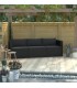 Set de sofás de jardín 3 piezas y cojines ratán sintético negro, modelo Tosca