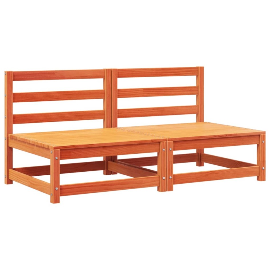 Sofás jardín cojines sin reposabrazos 2 uds madera marrón