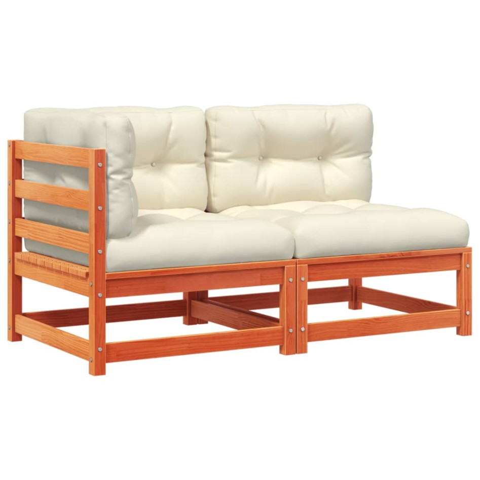 Sofá de jardín de 2 plazas con cojines madera maciza de