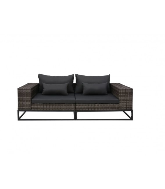Set de sofás de jardín 2 pzas ratán sintético gris, modelo Marmo