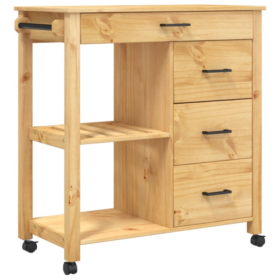 Carrito de cocina MONZA madera maciza de pino 84x40x90