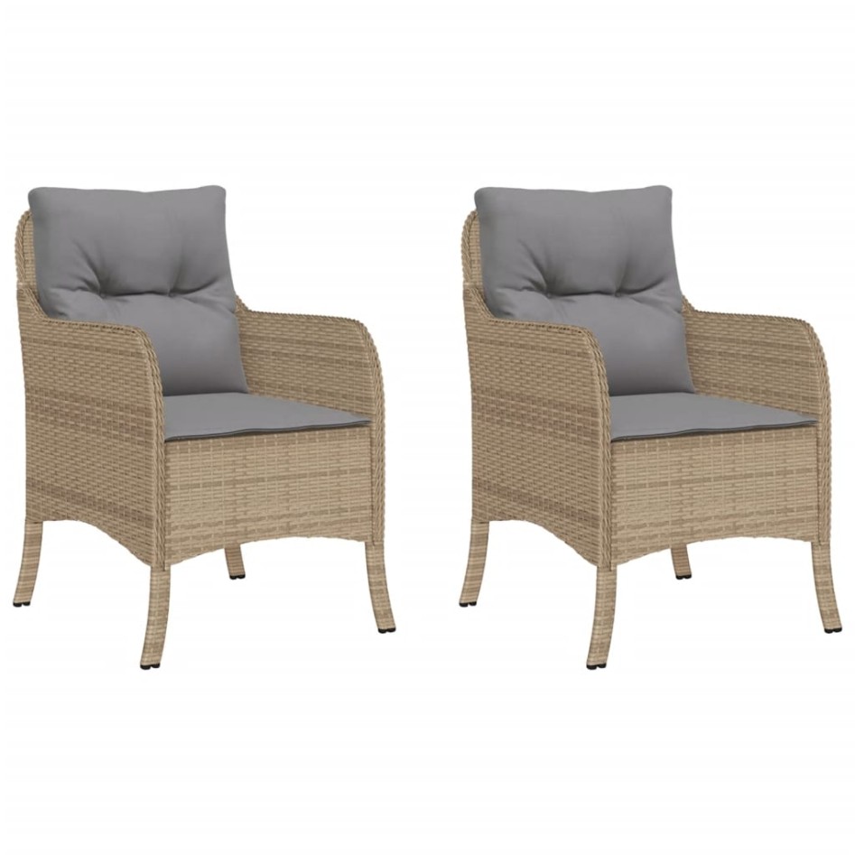 Sillones jardín con cojines 2 uds ratán sintético beige
