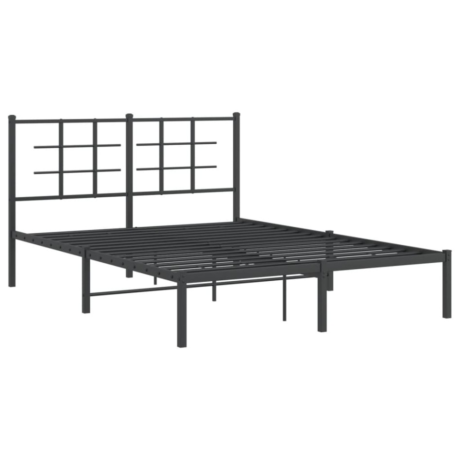 Estructura de cama con cabecero metal negro 140x190