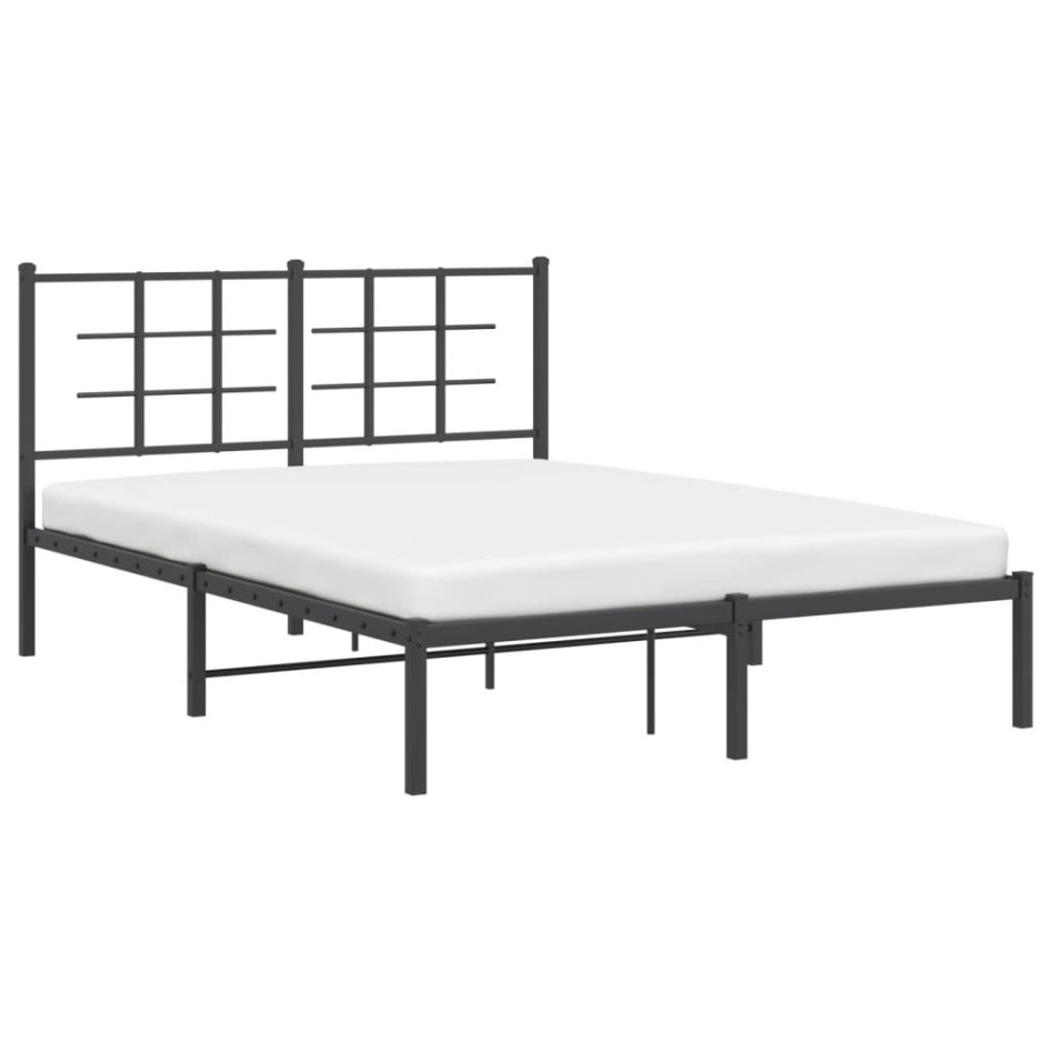 Estructura de cama con cabecero metal negro 140x190