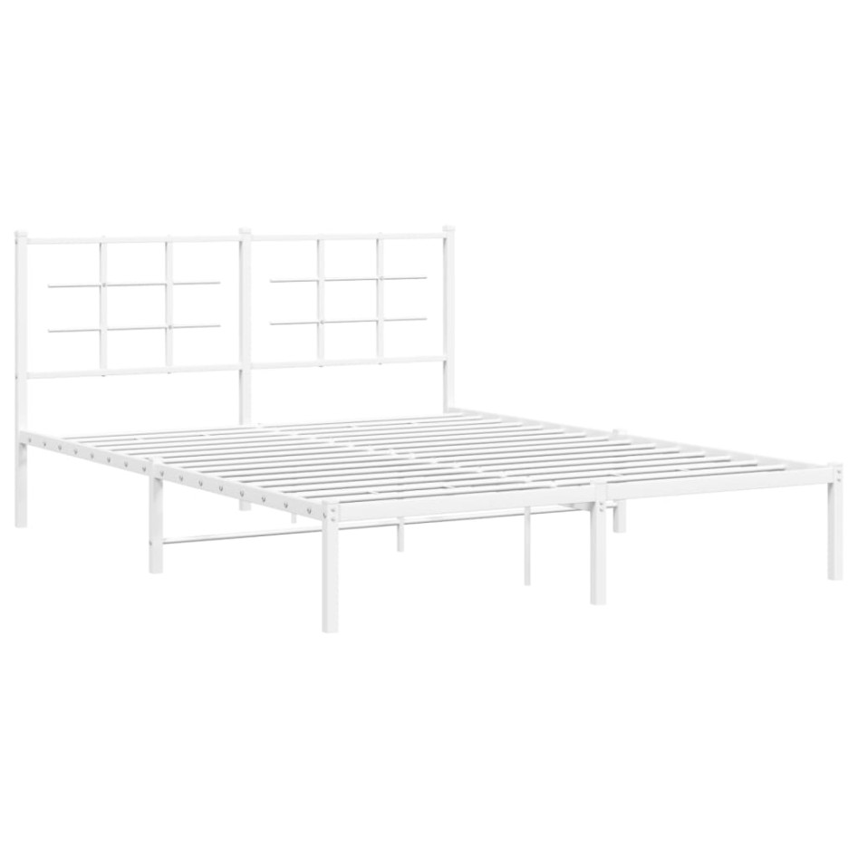 Estructura de cama de metal con cabecero blanca 150x200
