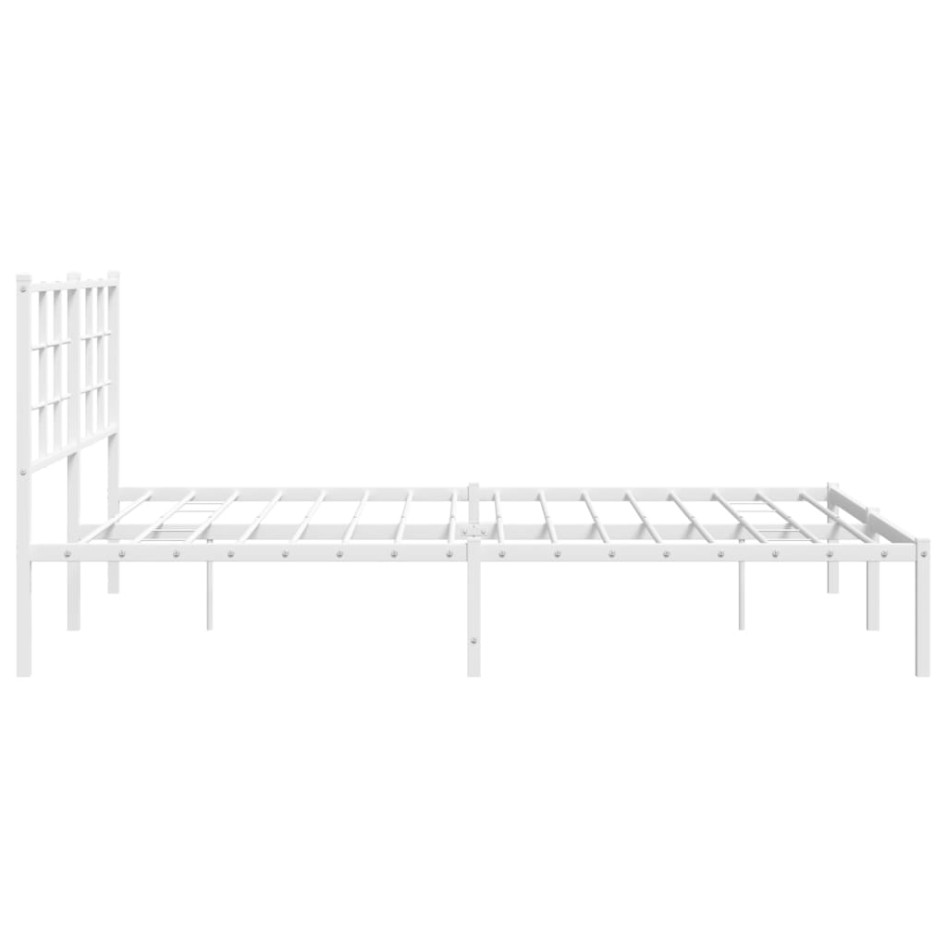 Estructura de cama de metal con cabecero blanca 150x200