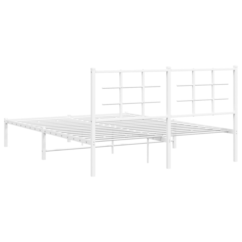 Estructura de cama de metal con cabecero blanca 150x200