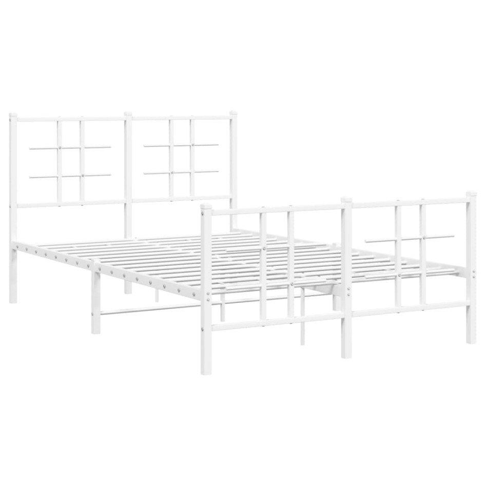 Estructura cama metal con cabecero y estribo blanco 120x190