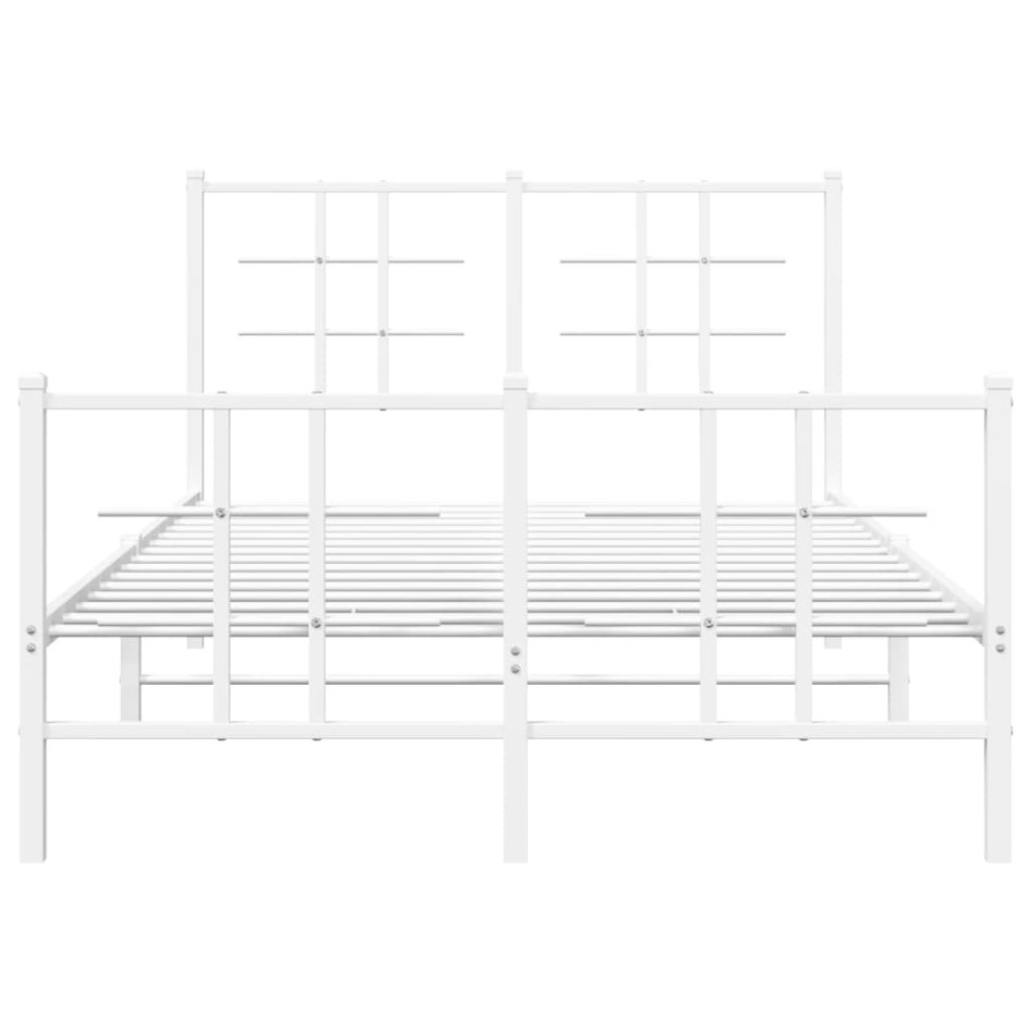 Estructura cama metal con cabecero y estribo blanco 120x190