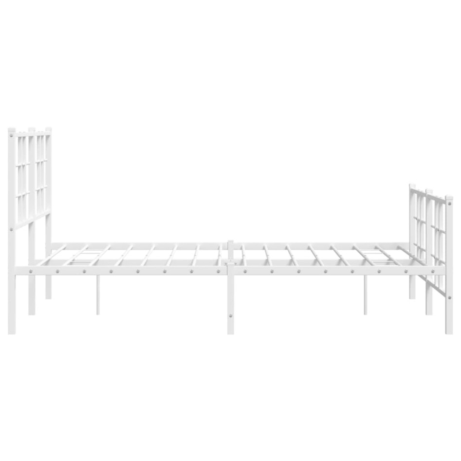 Estructura cama metal con cabecero y estribo blanco 120x190