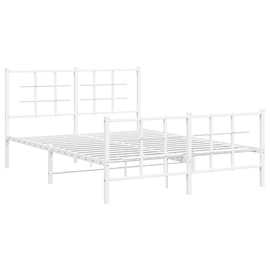Estructura cama metal con cabecero y estribo blanco 135x190