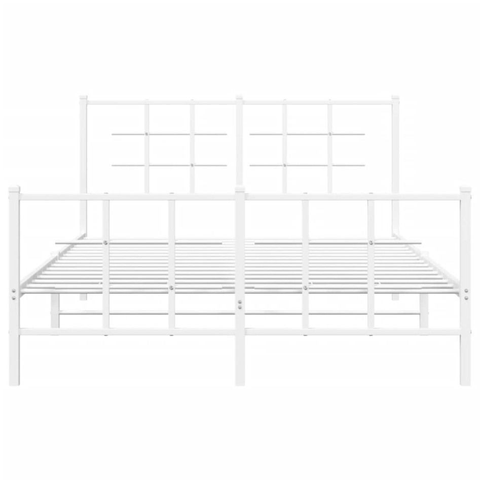 Estructura cama metal con cabecero y estribo blanco 135x190